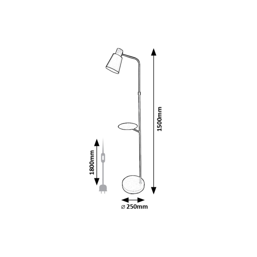 Rabalux - Gulvlampe med en hylde 1xE27/40W/230V sort