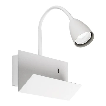 Rabalux - Væglampe med hylde og USB port 1xGU10/25W/230V hvid