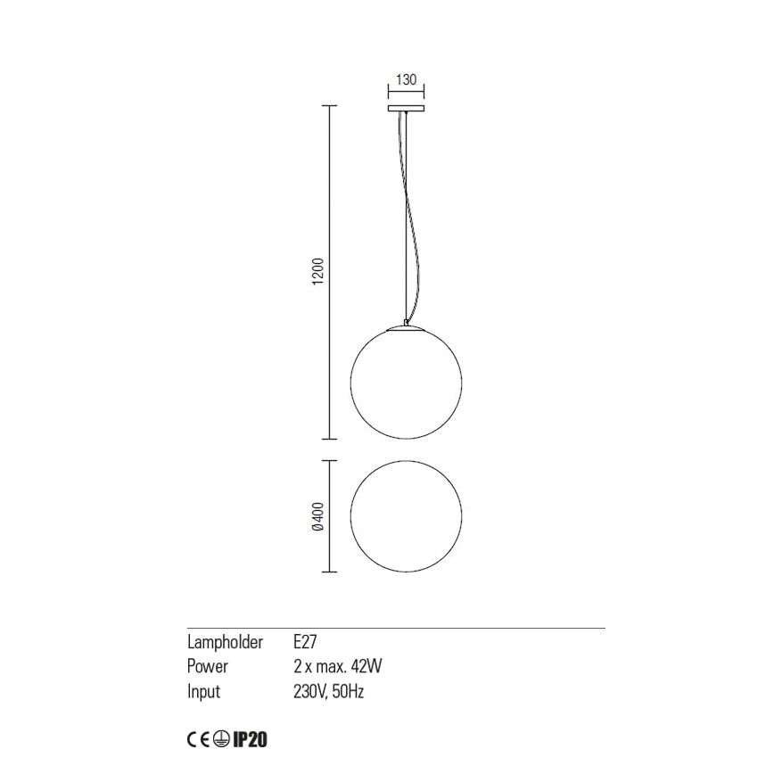 Redo 01-1066 - Pendel OLA 2xE27/42W/230V diameter 40 cm