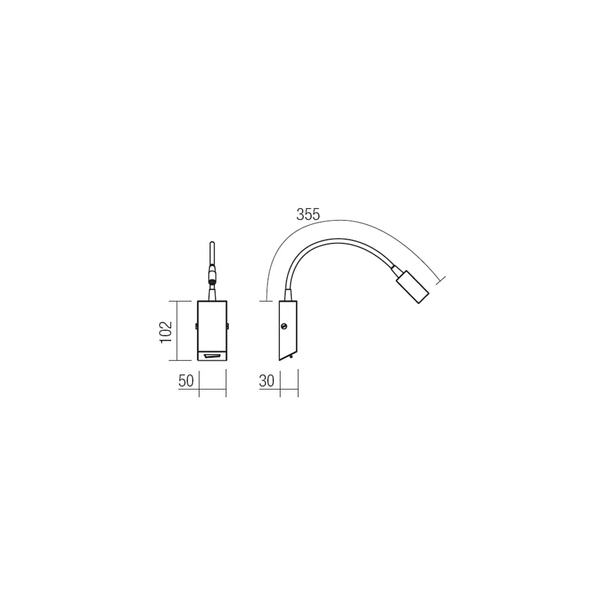 Redo 01-1194 - LED Fleksibel lille lampe HELLO LED/3W/230V sort