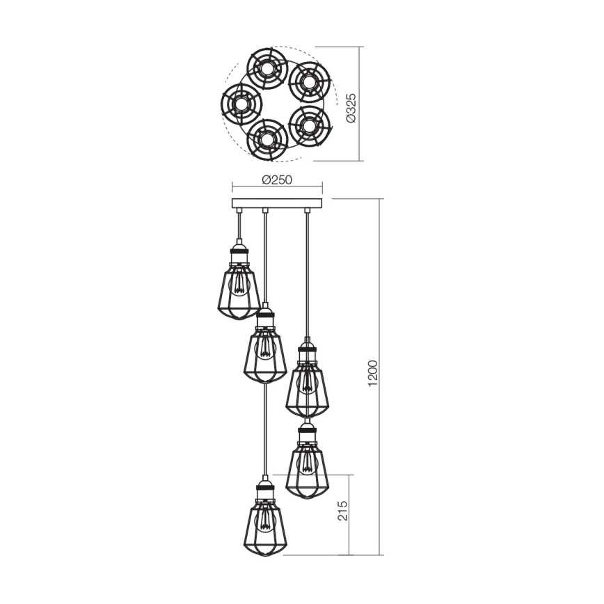 Redo 01-1303 - Lysekrone i en snor THARU 5xE27/42W/230V