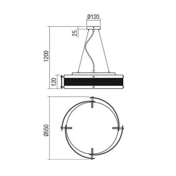 Redo 01-1463 - Pendel ZELDA 5xE27/42W/230V diameter 55 cm