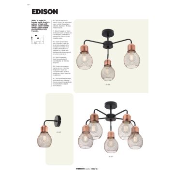 Redo 01-1576 - Fastmonteret lysekrone EDISON 3xE27/42W/230V