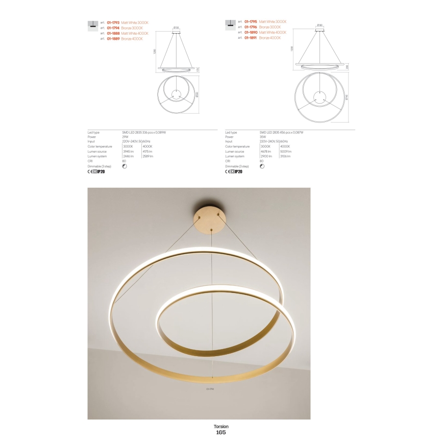 Redo 01-1789 - LED vægspot dæmpbar TORSION LED/27W/230V hvid