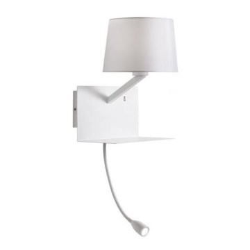 Redo 01-1807 - LED væglampe med flexible lille lampe TOMO 1xE27/42W/230V + LED/3W/230V hvid