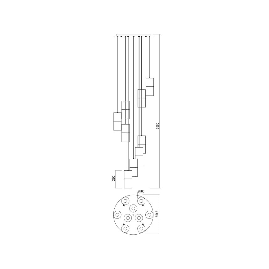 Redo 01-2027 - Pendel IWI 9xE27/42W/230V sort