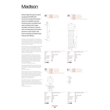 Redo 01-2046 - LED pendel MADISON 8xLED/4W/230V guldfarvet