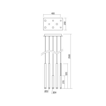 Redo 01-2046 - LED pendel MADISON 8xLED/4W/230V guldfarvet