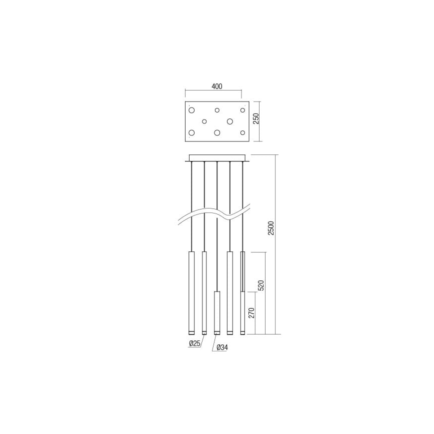 Redo 01-2046 - LED pendel MADISON 8xLED/4W/230V guldfarvet