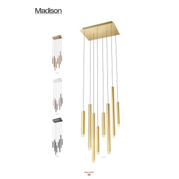 Redo 01-2049 - LED pendel MADISON 8xLED/4W/230V skinnende krom/sort/kobber