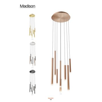 Redo 01-2050 - LED pendel MADISON 8xLED/4W/230V guldfarvet