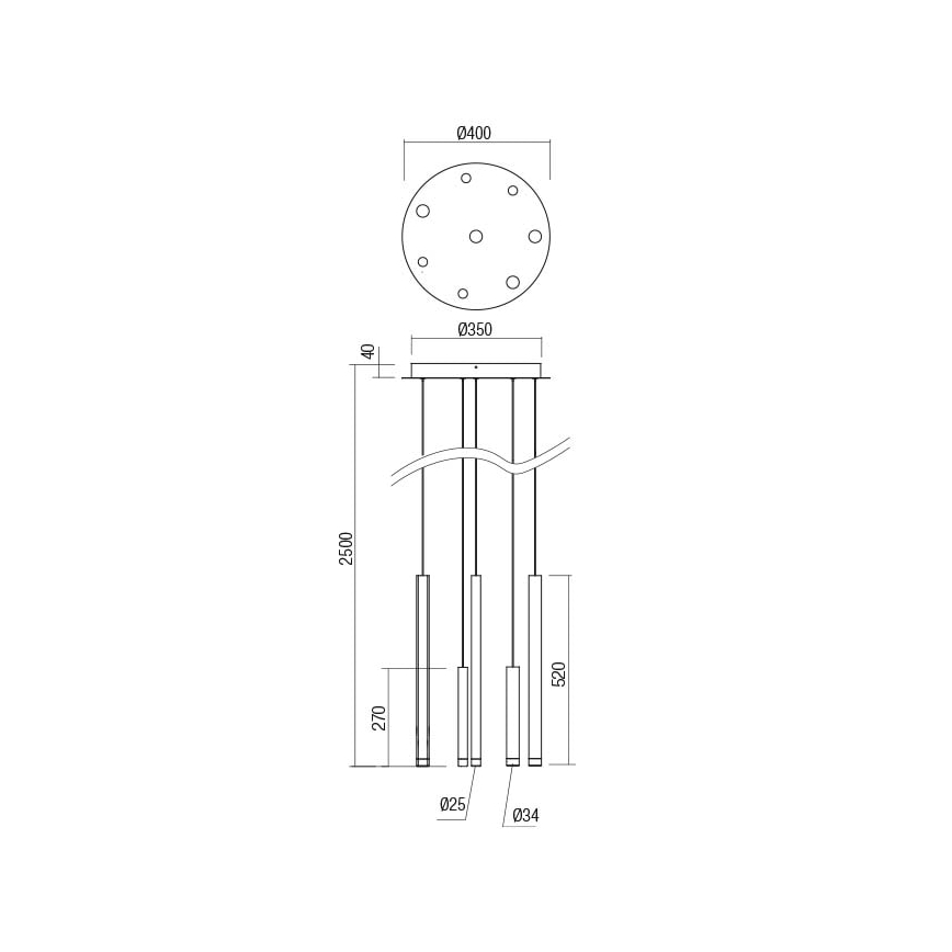 Redo 01-2050 - LED pendel MADISON 8xLED/4W/230V guldfarvet