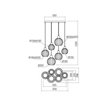 Redo 01-2068 - Pendel PLUMEN 6xE14/42W/230V hvid