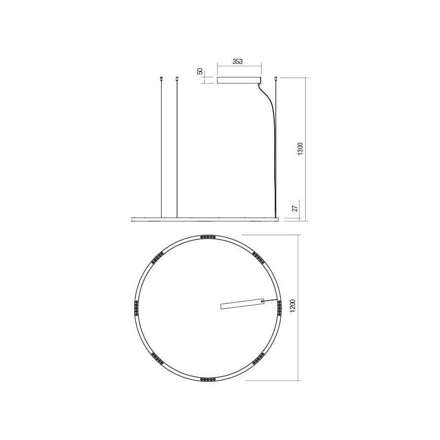 Redo 01-2208 - LED pendel UNION LED/68W/230V 3000K diameter 120 cm hvid