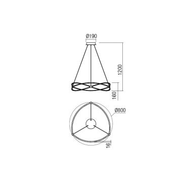 Redo 01-2251 - LED pendel dæmpbar QUARK LED/43W/230V 3000K diameter 60 cm krom