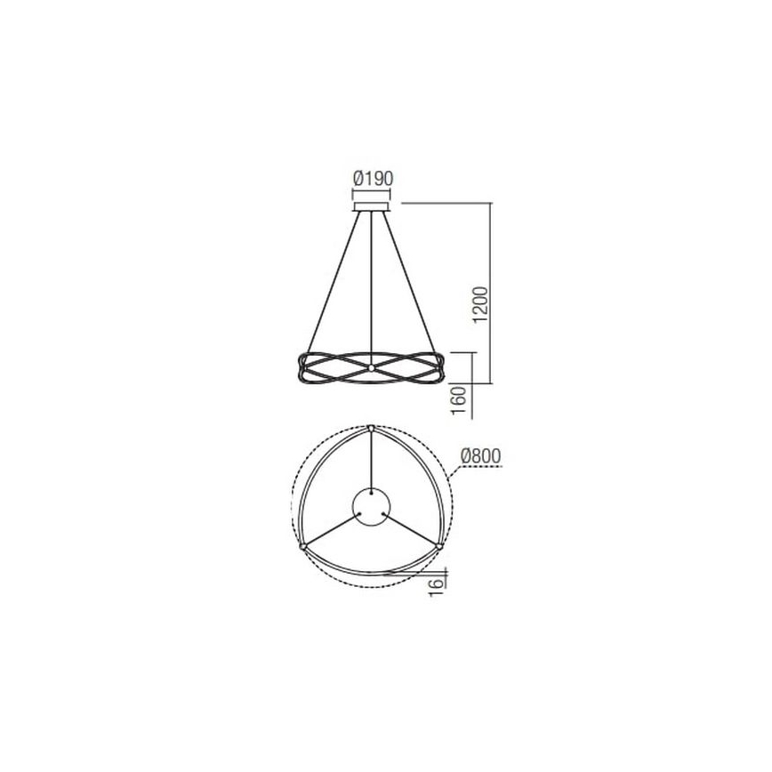 Redo 01-2254 - LED pendel dæmpbar QUARK LED/54W/230V 3000K diameter 80 cm sort