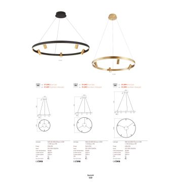 Redo 01-2492 - LED pendel SUMMIT LED/53,5W/230V CRI 90 diameter 80,8 cm guldfarvet