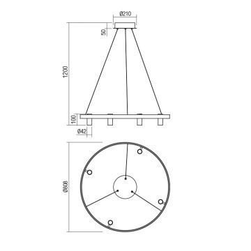 Redo 01-2492 - LED pendel SUMMIT LED/53,5W/230V CRI 90 diameter 80,8 cm guldfarvet