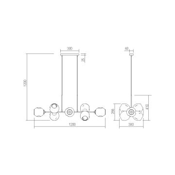 Redo 01-2621 - Pendel PIERCE 8xE27/42W/230V guldfarvet