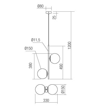 Redo 01-2625 - Pendel NIVA 2xE14/28W/230V