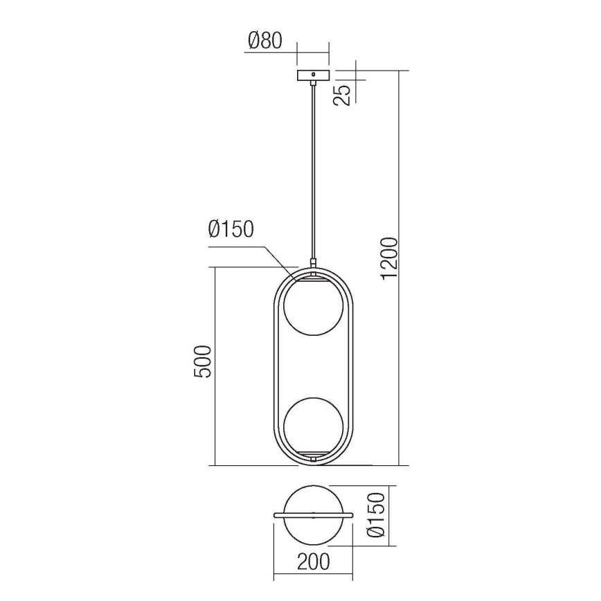 Redo 01-2626 - Pendel NIVA 2xE14/28W/230V