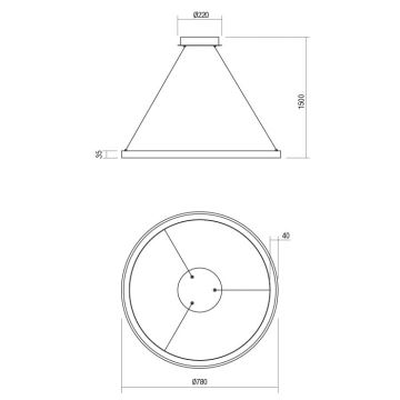 Redo 01-2677 - LED pendel dæmpbar ICONIC LED/60W/230V diameter 78 cm sort