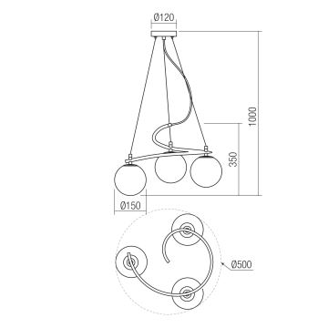 Redo 01-2716 - Pendel VOLLEY 3xE14/28W/230V sort