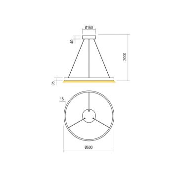 Redo 01-2865 - LED pendel dæmpbar FEBE LED/37W/230V guldfarvet