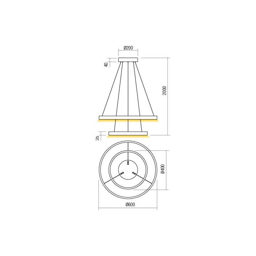 Redo 01-2891 - LED pendel dæmpbar FEBE LED/62W/230V sort