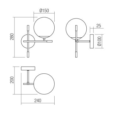 Redo 01-2944 - Væglampe ESSENTIAL 1xE14/28W/230V