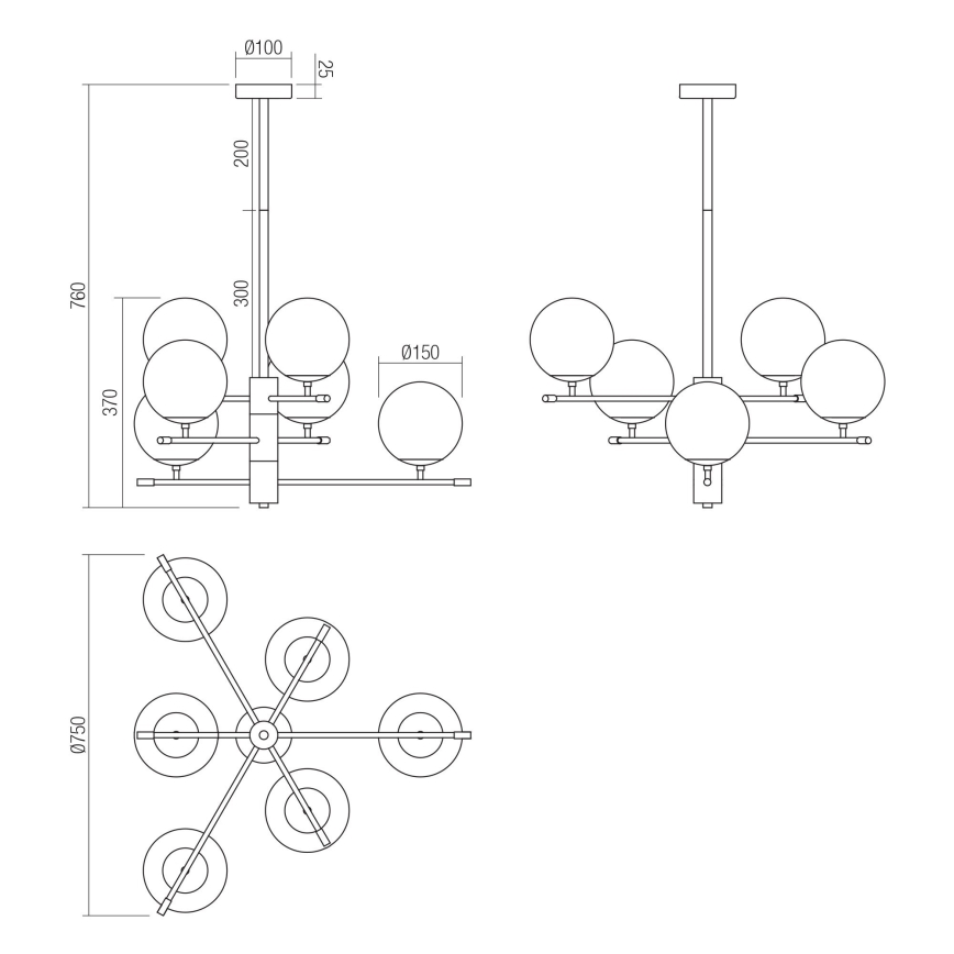 Redo 01-2950 - Pendellampe ESSENTIAL 6xE14/28W/230V