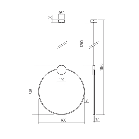 Redo 01-3107 - LED pendel ATOM LED/20W/230V diameter 60 cm