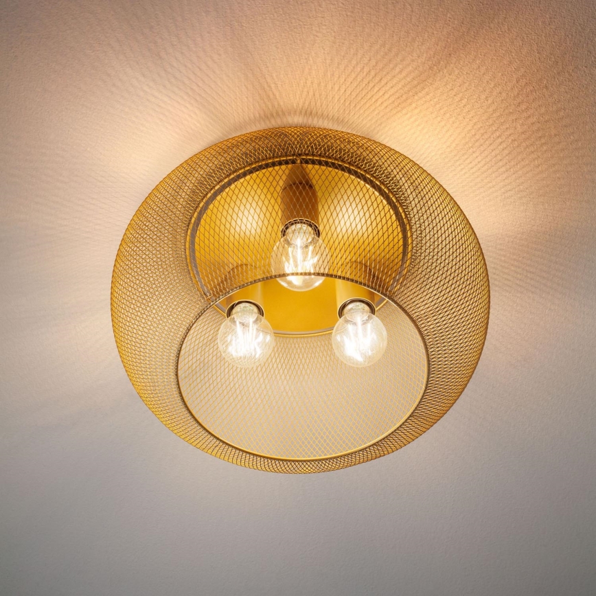 Redo 01-3139 - Loftlampe CROKET 3xE27/42W/230V diameter 40 cm guldfarvet