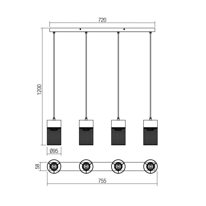 Redo 01-3143 - Pendel STEM 4xE27/42W/230V