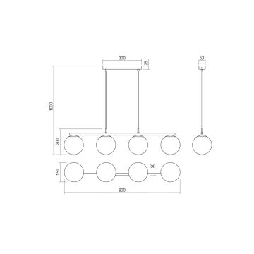 Redo 01-3155 - Pendel BOWLING 4xE27/42W/230V guldfarvet