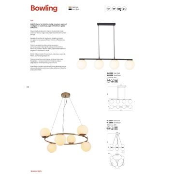 Redo 01-3156 - Pendel BOWLING 4xE27/42W/230V sort