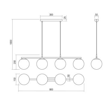 Redo 01-3156 - Pendel BOWLING 4xE27/42W/230V sort