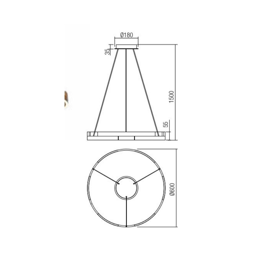 Redo 01-3172 - LED pendel dæmpbar CASTLE LED/36W/230V guldfarvet