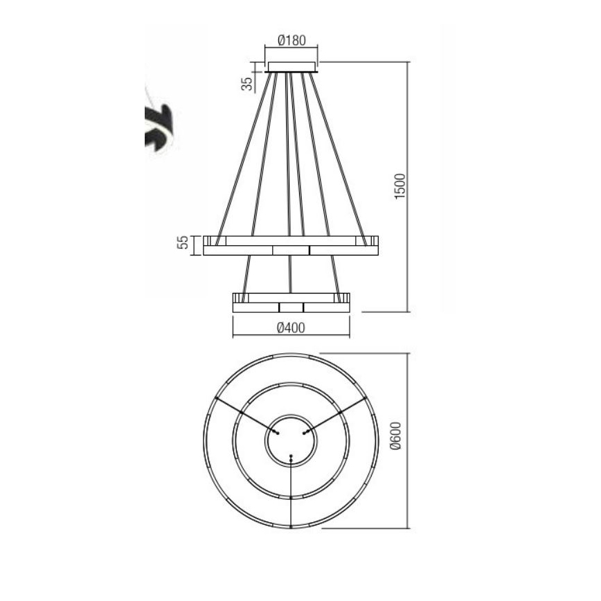 Redo 01-3178 - LED pendel dæmpbar CASTLE LED/60W/230V guldfarvet