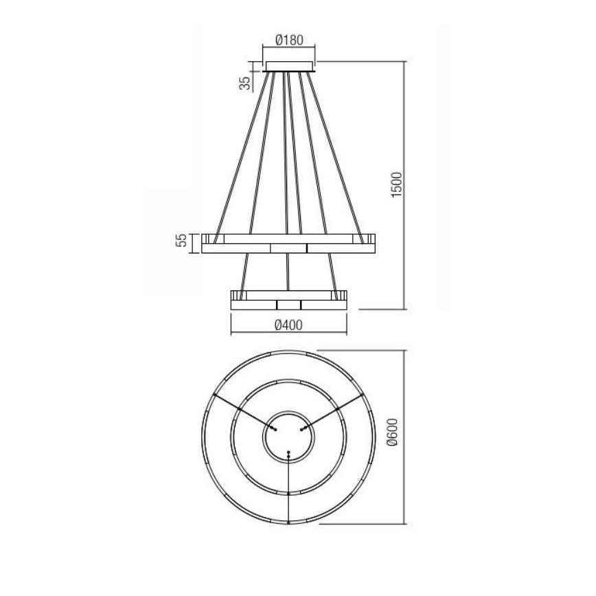 Redo 01-3179 - LED pendel dæmpbar CASTLE LED/60W/230V sort