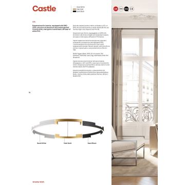 Redo 01-3181 - LED pendel dæmpbar CASTLE LED/80W/230V guldfarvet