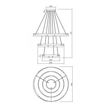 Redo 01-3181 - LED pendel dæmpbar CASTLE LED/80W/230V guldfarvet