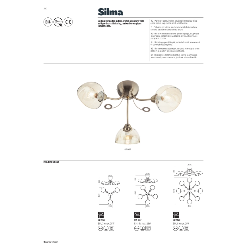 Redo 02-968 - Pendellampe SILMA 8xE14/40W/230V