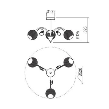 Redo 02-970 - Pendellampe ASPERA 3xE14/28W/230V sort