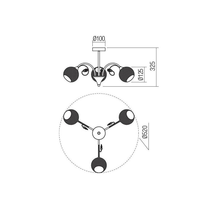 Redo 02-970 - Pendellampe ASPERA 3xE14/28W/230V sort