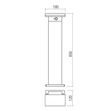 Redo 90536 - LED solcellelampe med sensor TAIYO LED/2W/3,7V 3000K IP54 antracit