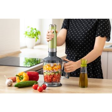 Sencor - Stavblender 4-i-1 1200W/230V rustfrit stål/grøn