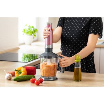 Sencor - Stavblender 4-i-1 1200W/230V rustfrit stål/pink