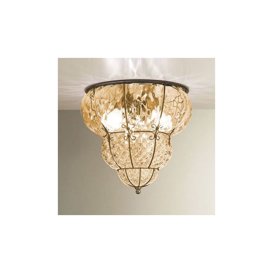 SIRU - Loftlampe CLASSIC 3xE14/40W/230V diameter 25 cm beige/sort venetiansk glas