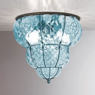SIRU - Loftlampe CLASSIC 3xE14/40W/230V diameter 25 cm blå/sort venetiansk glas